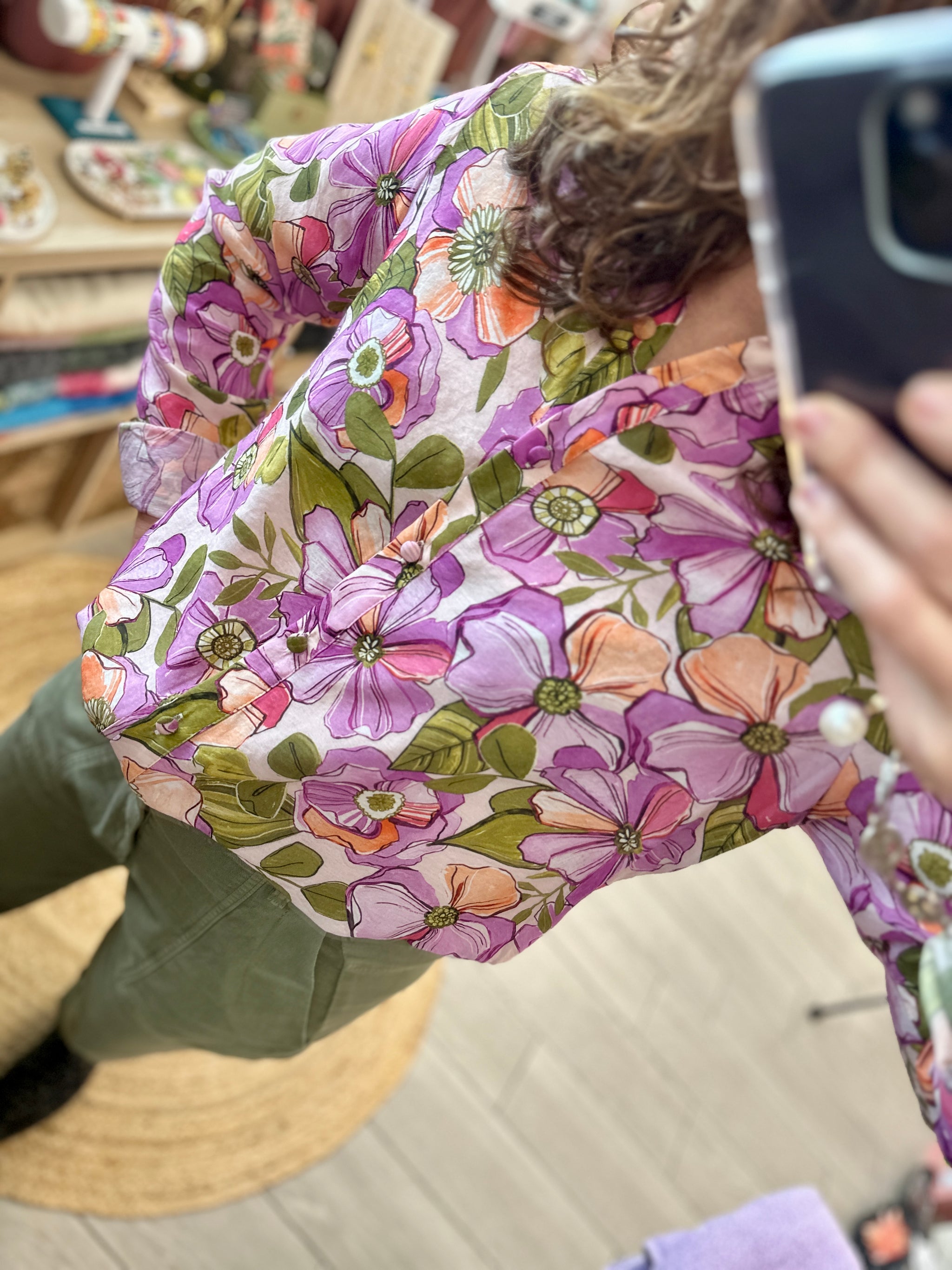 blouse fleurie rose majolica by one in april toulouse