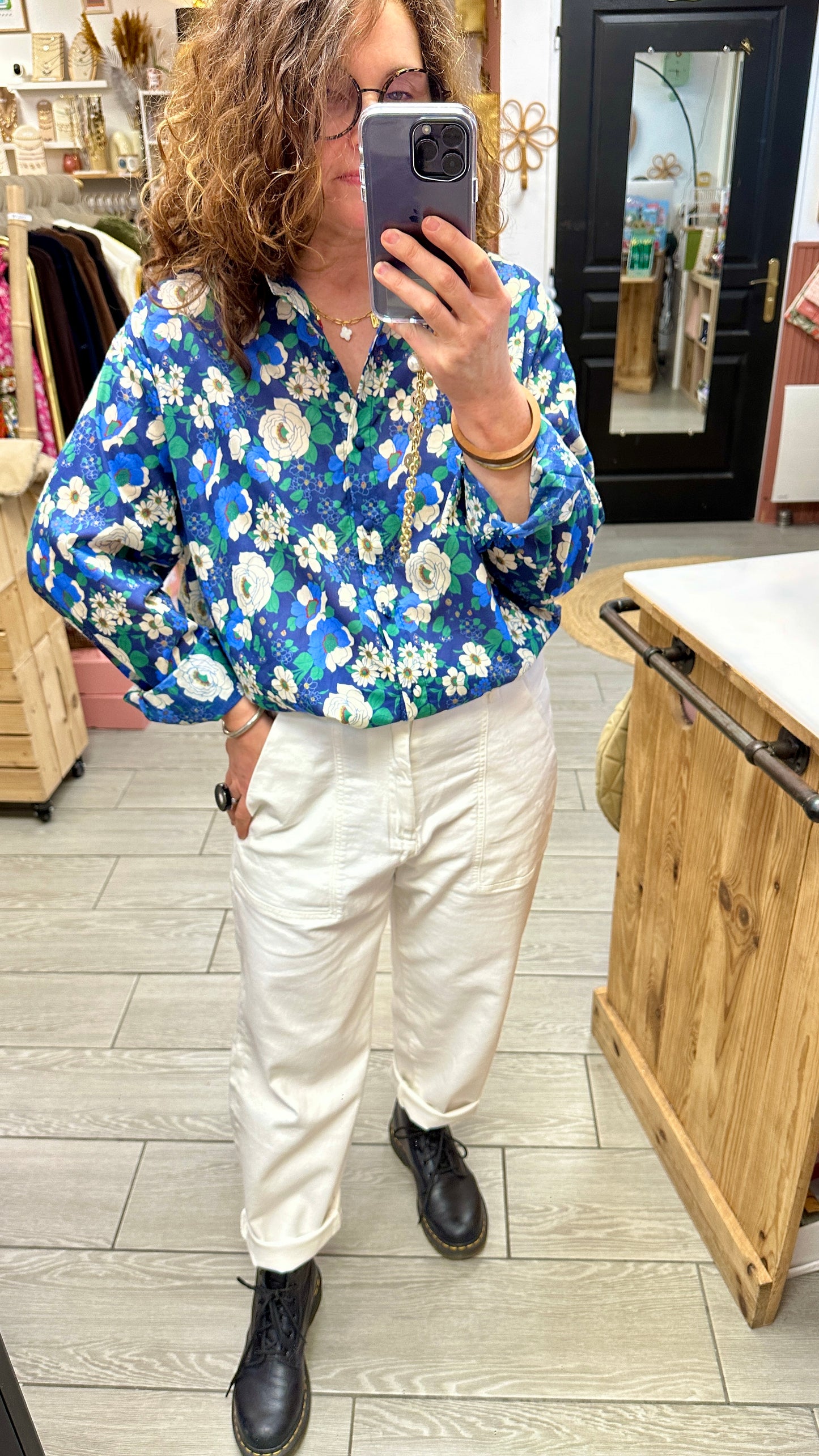 blouse fleurs bleues johanna paris femme mérignac