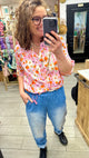 chemise multicolor a motif fleuri orange porte avec le jean shel banditas rom marseille kilky capbreton
