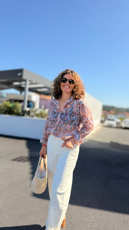 chemise coloré fleuris rose violet orange jean barrel ecru blanc maelle cmelodie nina carter bordeaux merignac marmande