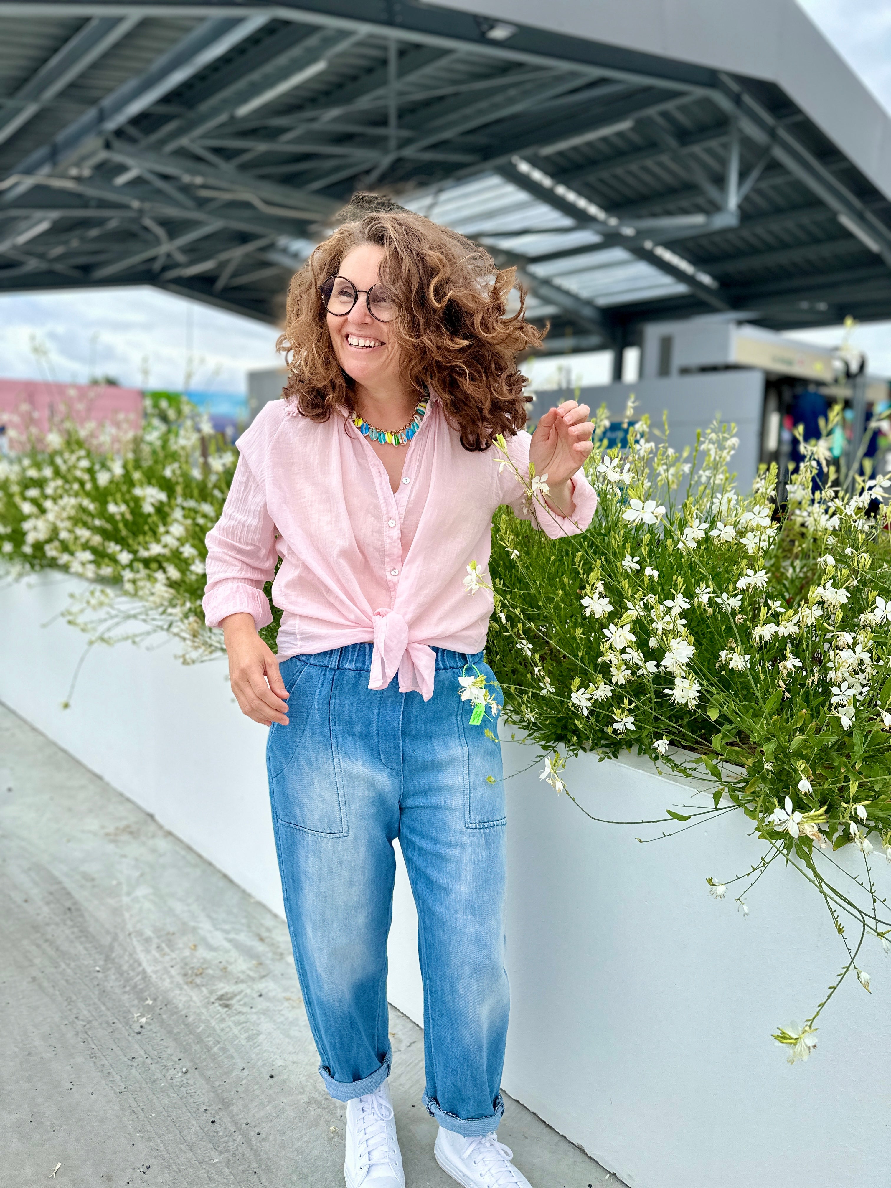 chemise melfi rose pale legere fluide by banditas from marseille nic nimes cannes sur mer
