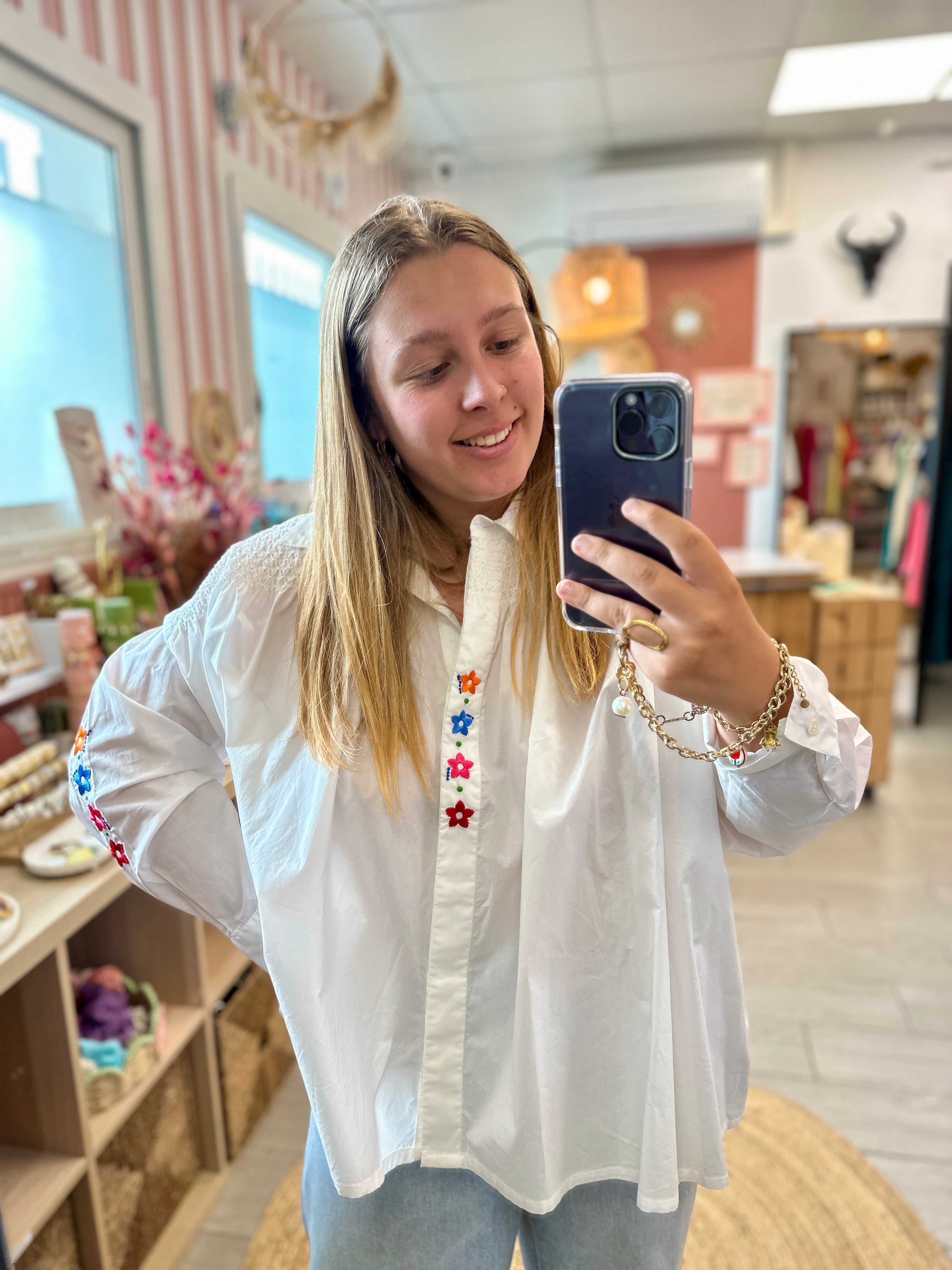 chemise unie  taille unique a fleur grande taille col chemise johanna paris nice