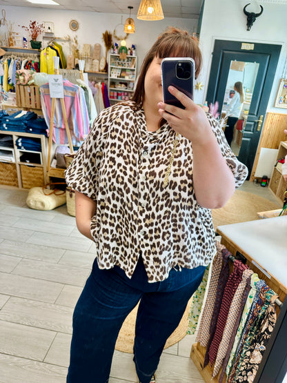 Chemise léopard Solane en coton oversize femme du 36 au 48