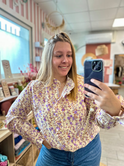 chemise fleurie violette femme grande taille maelle grenoble