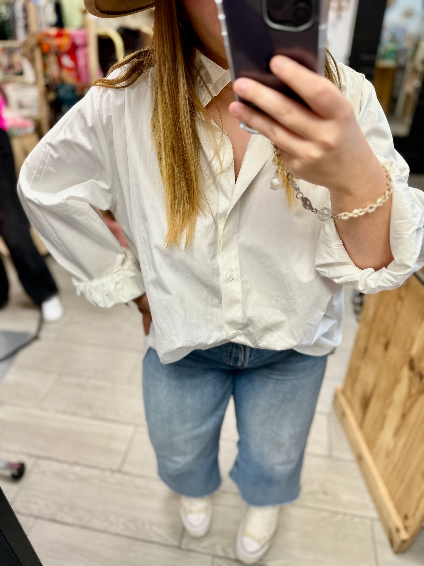 Boutons à l’avant de la chemise grande taille Emijo 33100
