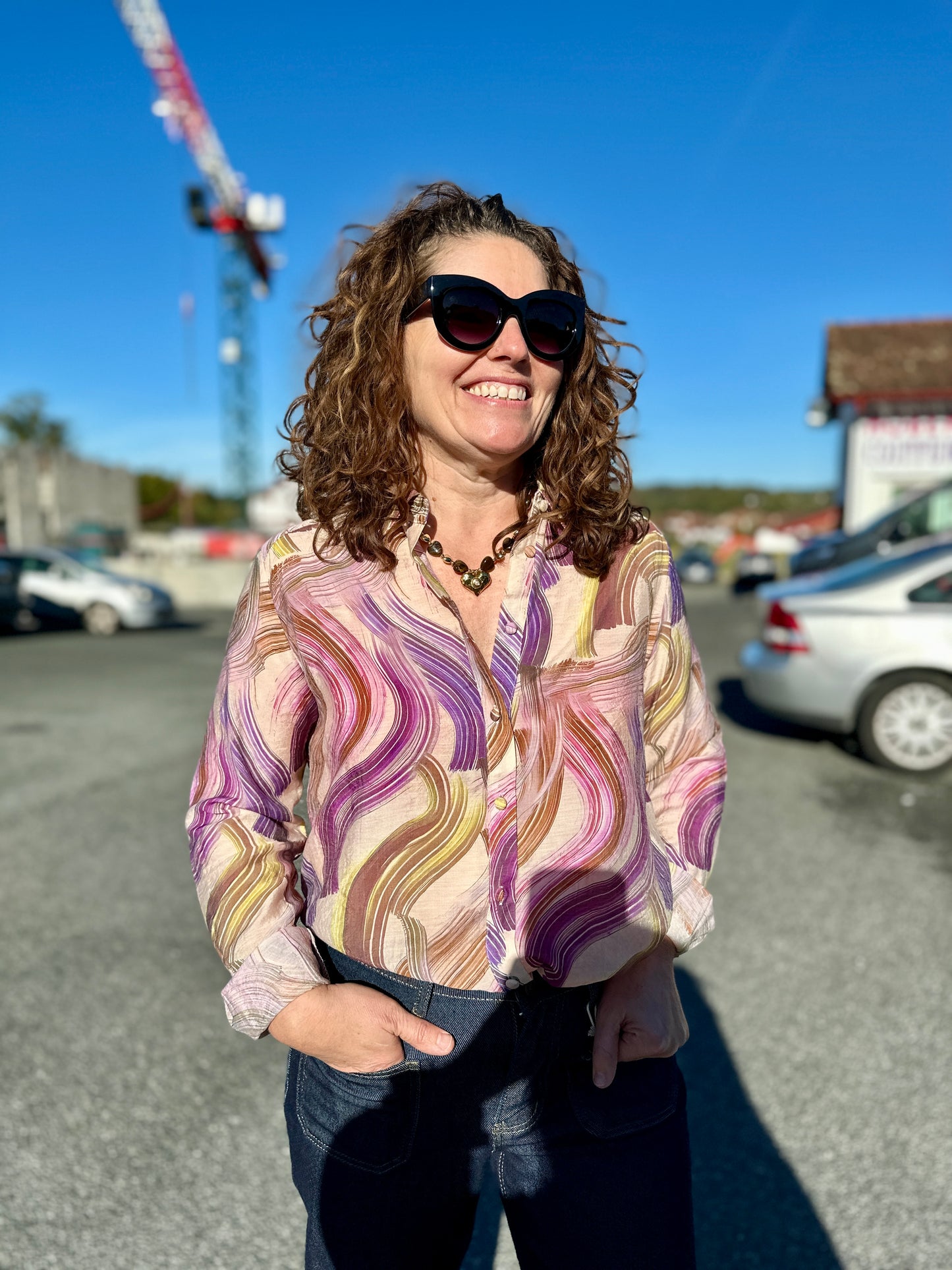 blouse fluide manches longues motifs graphiques colorés -  abana 64310