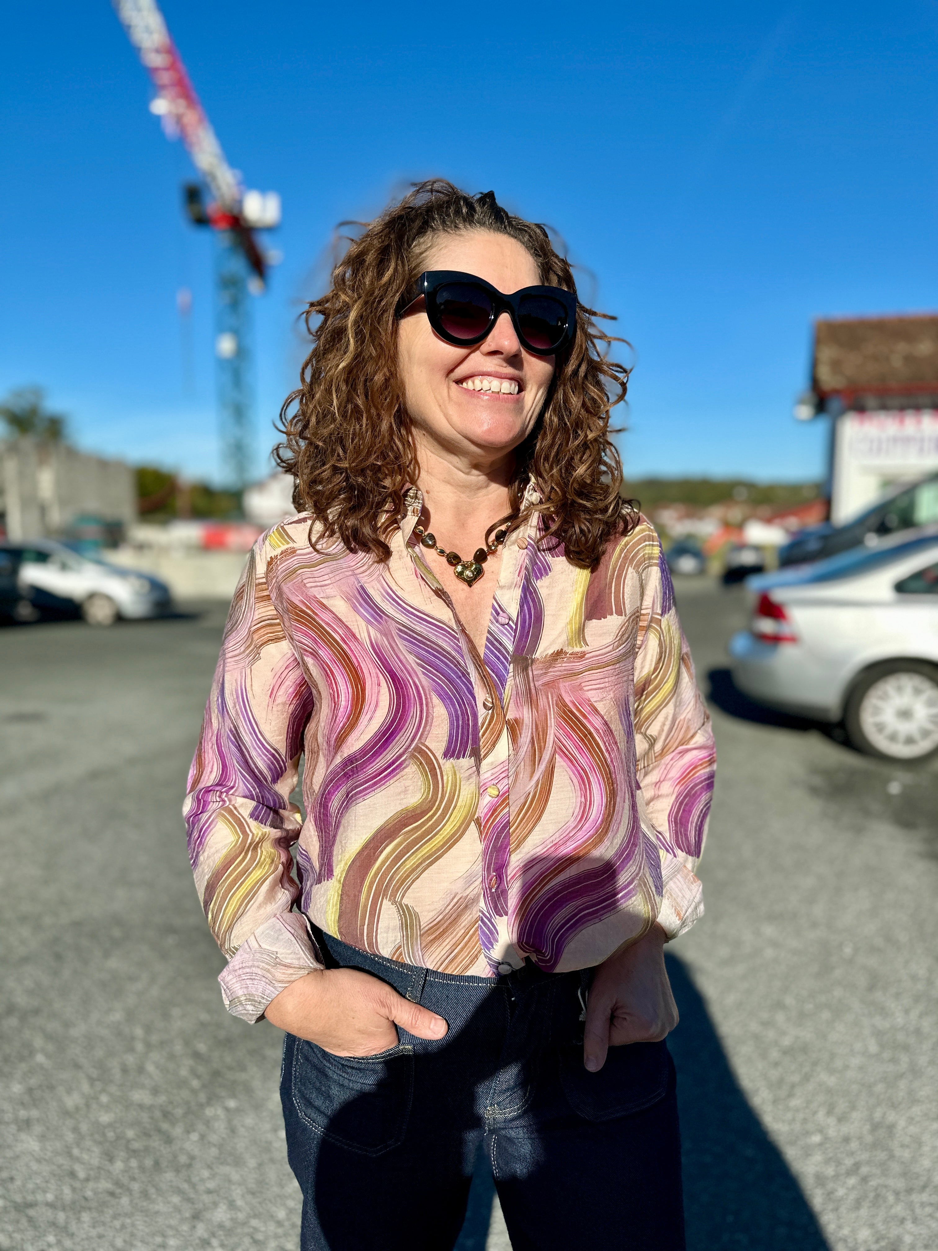 blouse fluide manches longues motifs graphiques colorés -  abana 64310