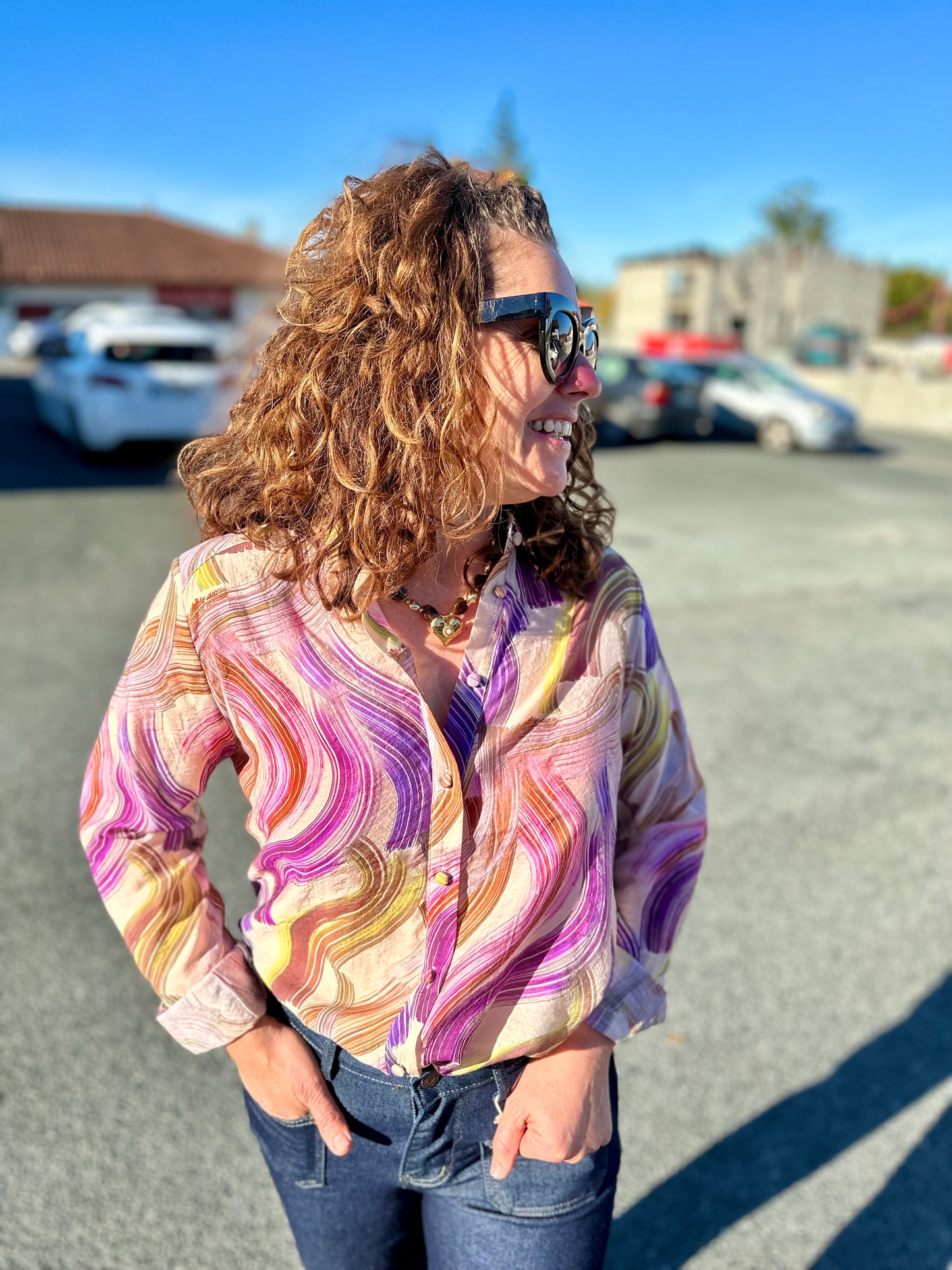 chemisier chic femme col V imprimé tendance - abana 64100