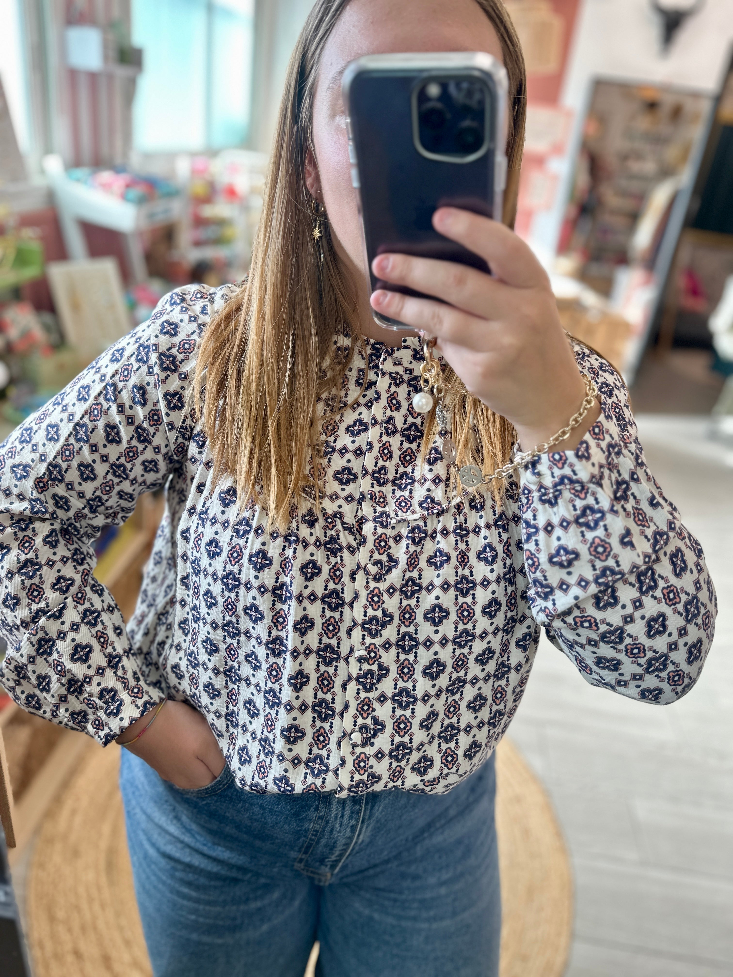 blouse fleurie bleue maelle femme tours