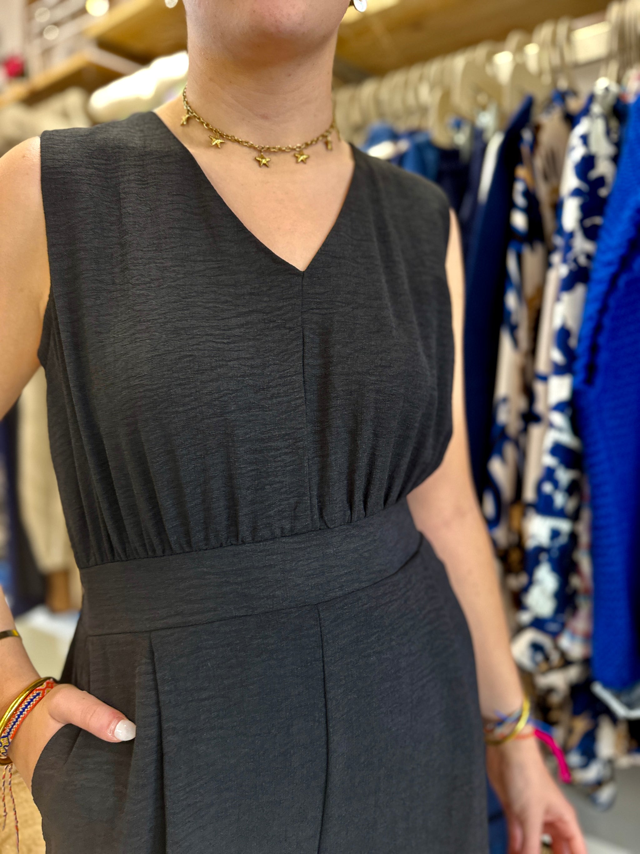 Combinaison noire fluide femme coupe large - Abana 64310