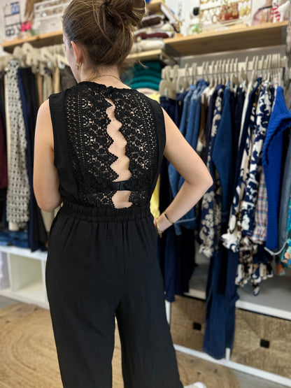 Combinaison noire femme taille marquée fluide - Abana 64990