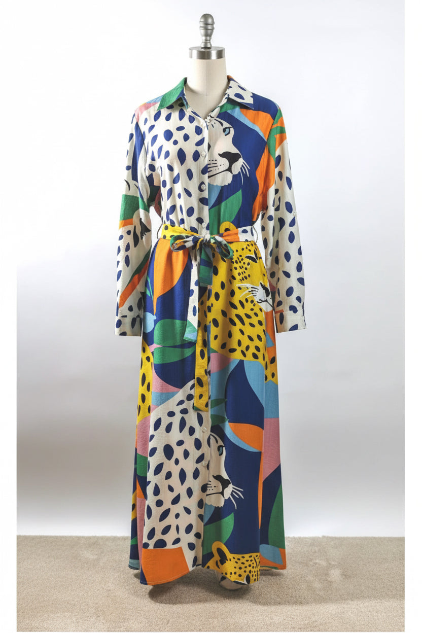 🐆Robe longue guépard multicolore