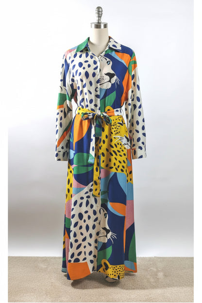 🐆Robe longue guépard multicolore