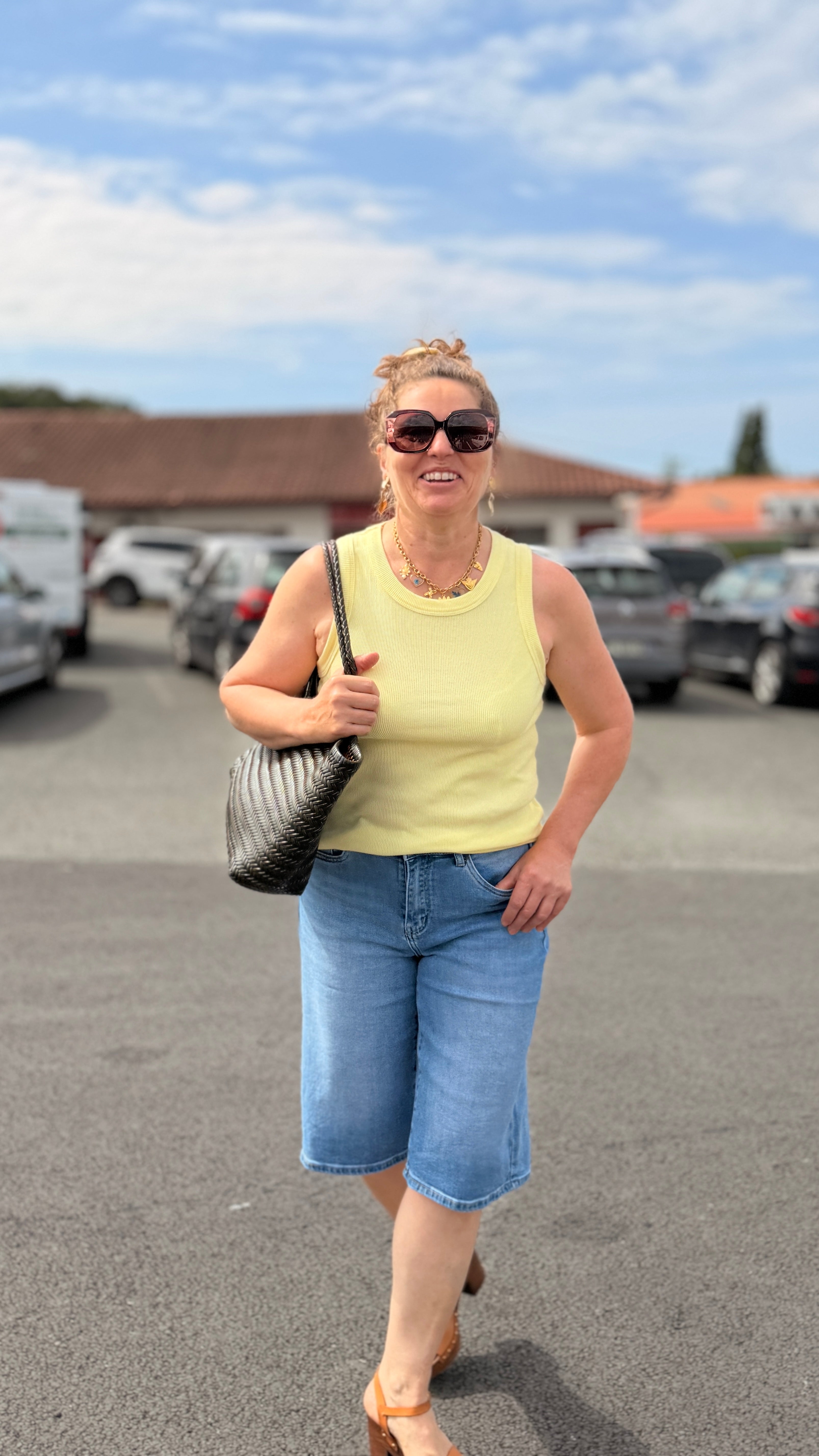 débardeur uni jaune en coton matelassé pour femme banditas frommarseille la rochelle angouleme limoges niort