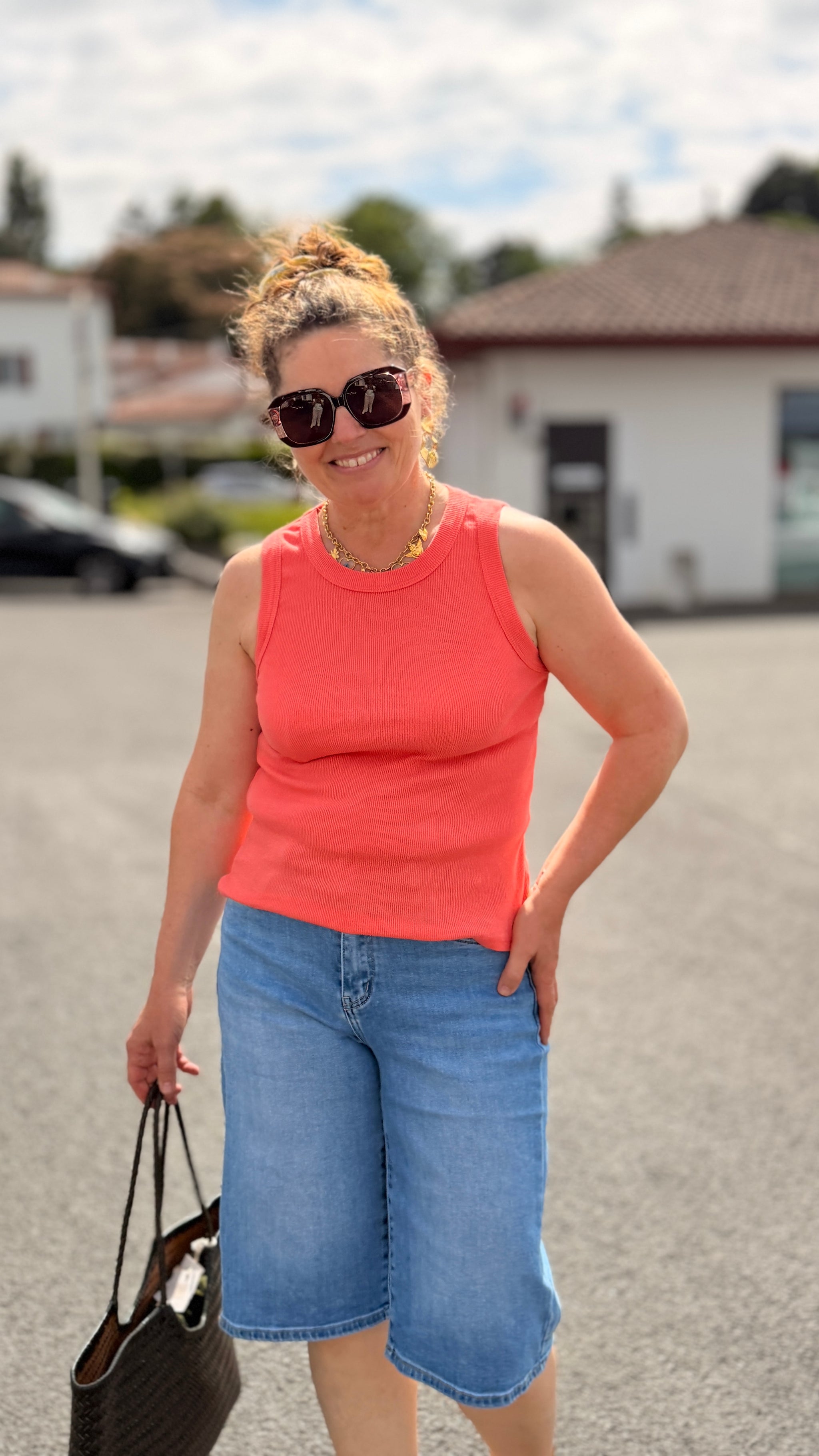 debardeur uni corail 100 % coton pour femme mode tendance maelle nina carter nantes angers rennes
