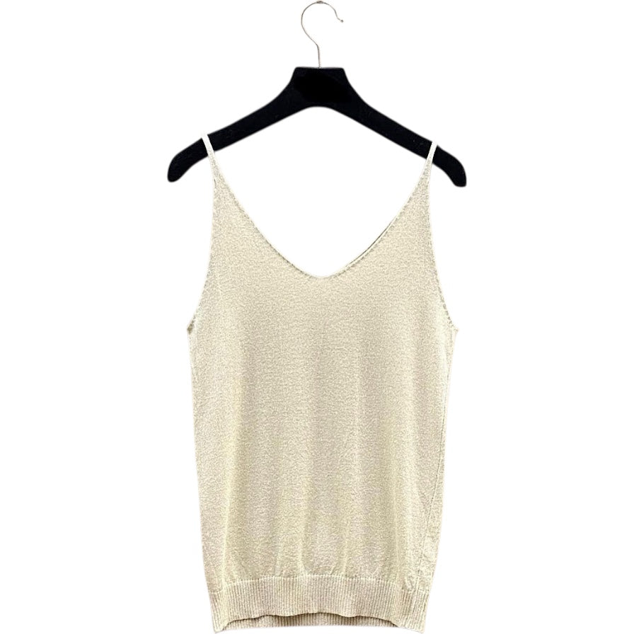 Top à bretelles DIVINE vanille lumineux, taille unique 38/40, effet pailleté doux, à retrouver à Ustaritz proche Bayonne