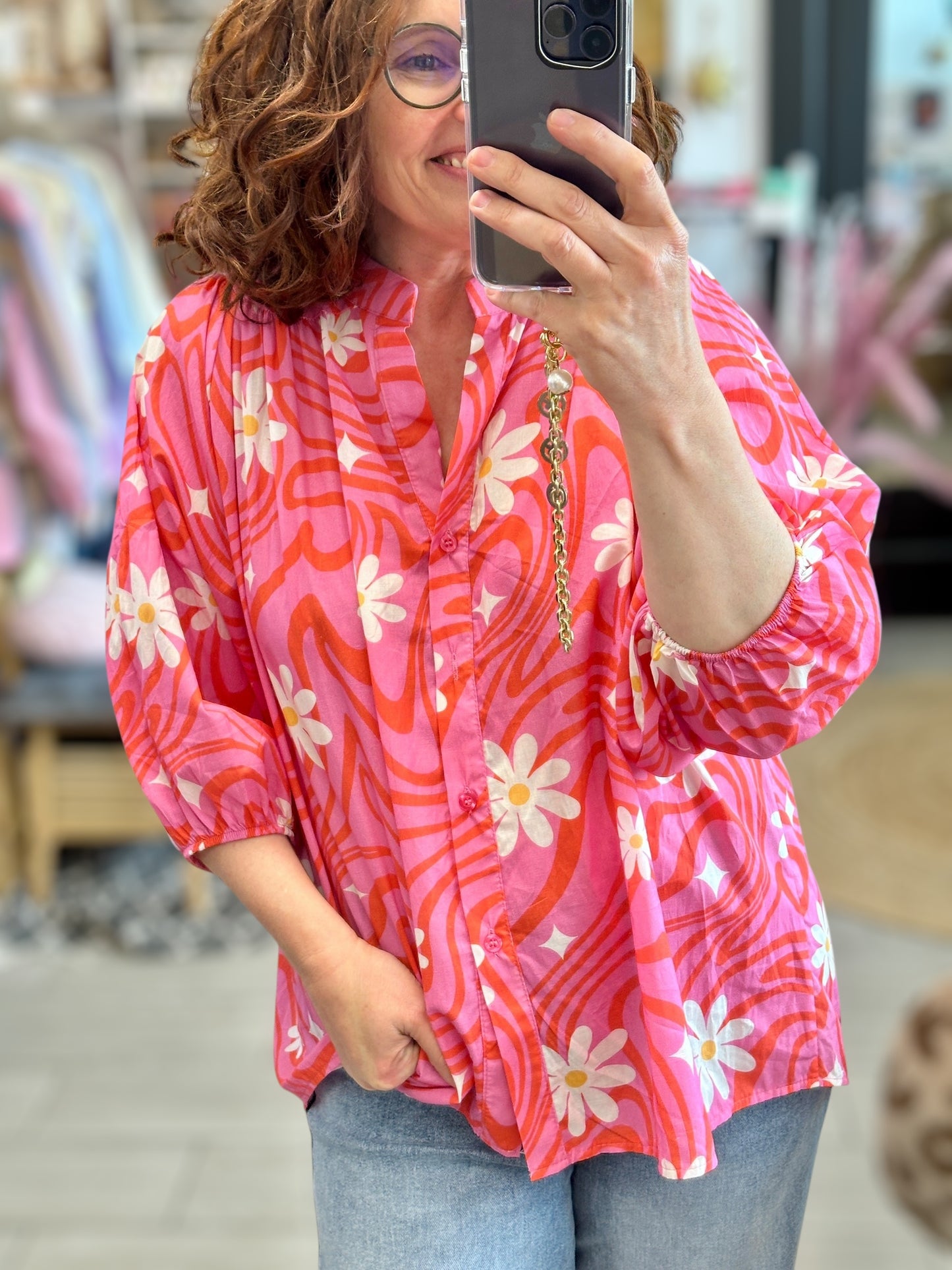 🌸 Chemise Flowers – 100% coton, motifs floraux vitaminés