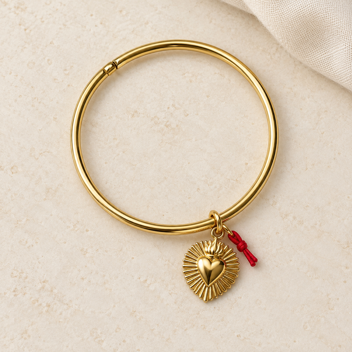 🌞Bracelet jonc doré réglable - Acier breloque femme