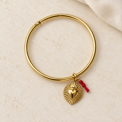 🌞Bracelet jonc doré réglable - Acier breloque femme