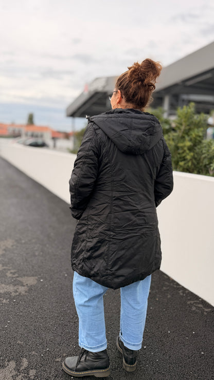🖤Coupe-vent noir Lisa – Fourré femme à capuche