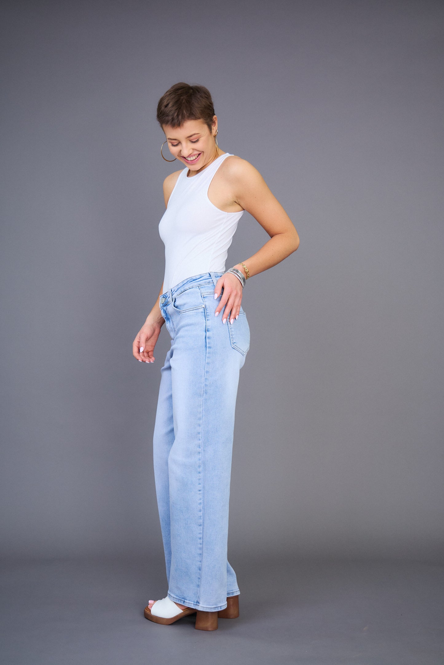 💙 Jean Camille ample baggy dad clair – Taille haute et allure moderne