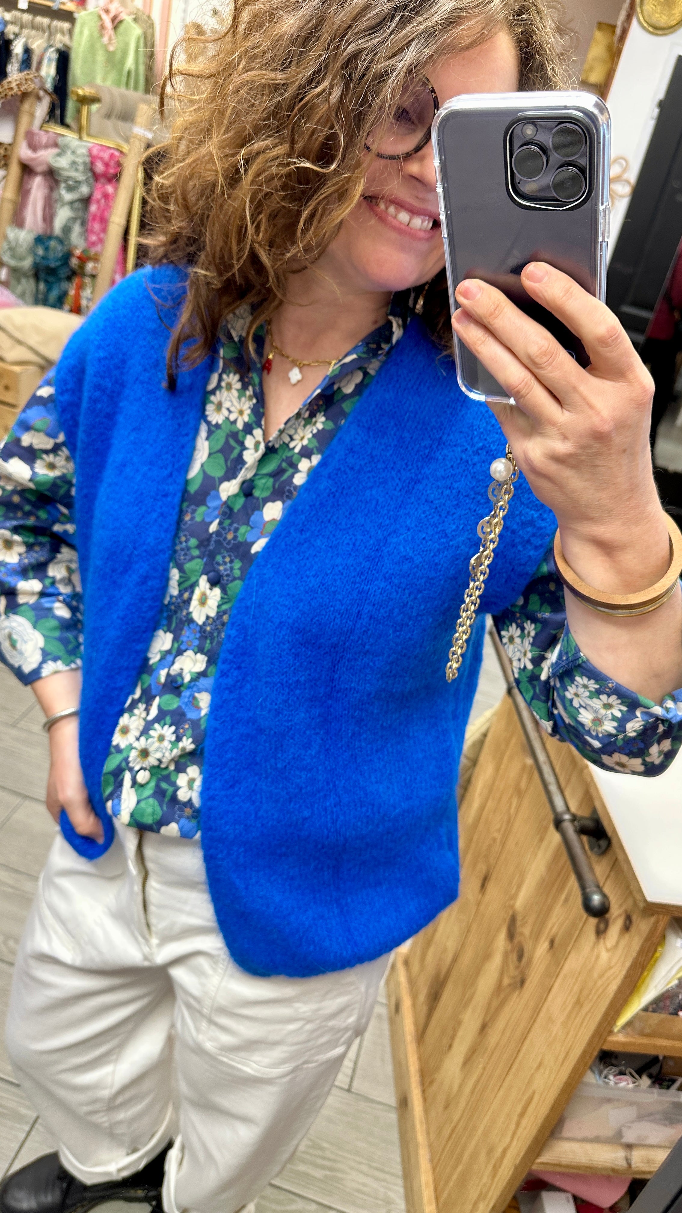 gilet sans manches maille bleu sans manches maelle lyon