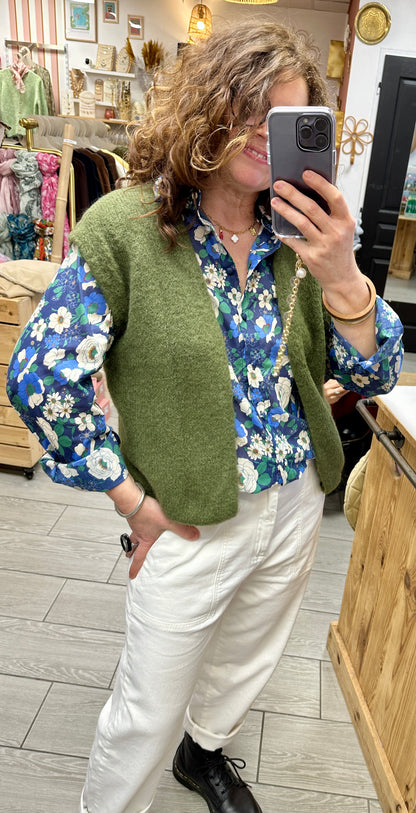 gilet sans manches maille moelleuse kaki johanna paris marseille