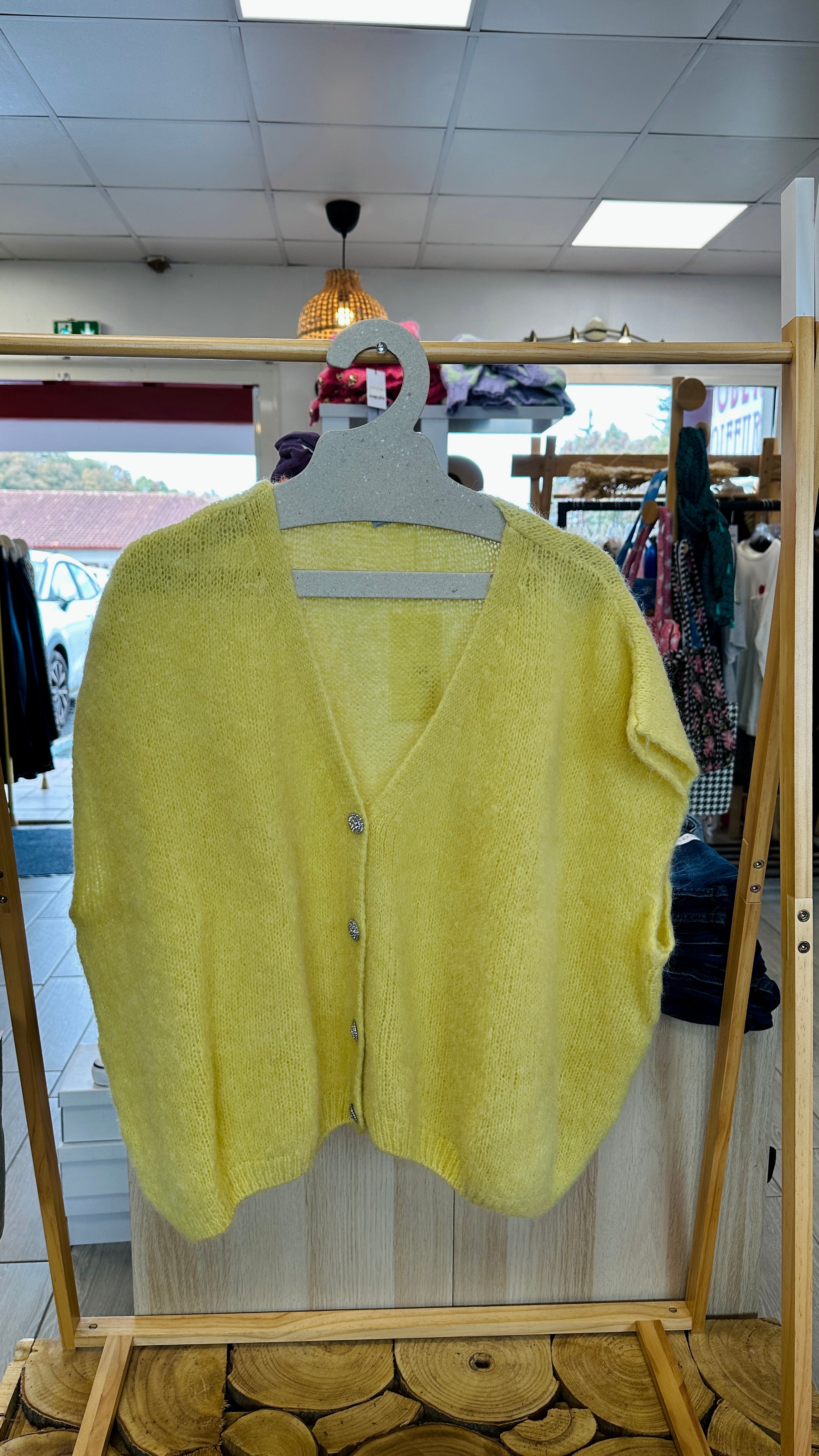 gilet femme tendance couleur jaune manches courtes - abana 64600