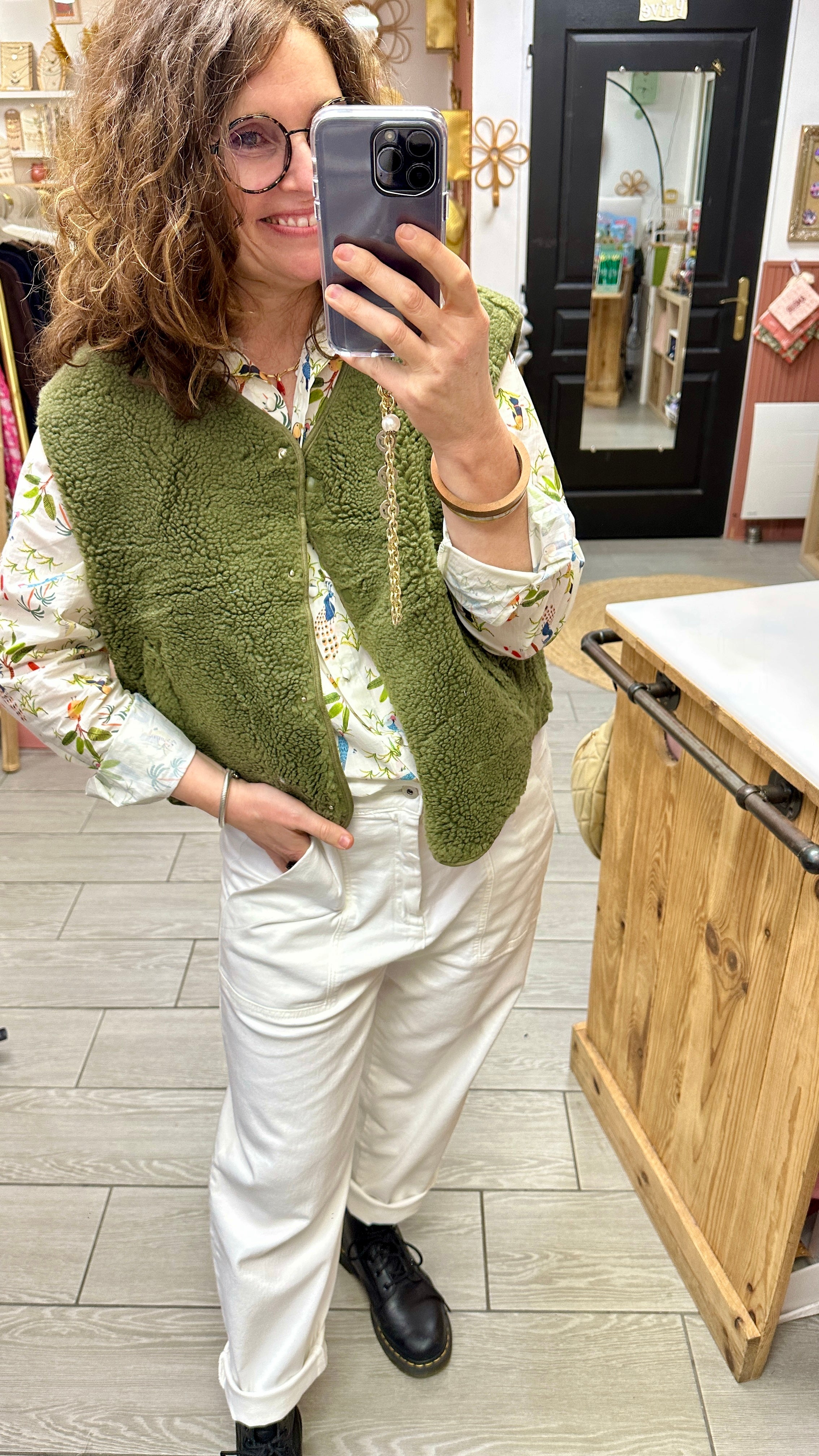 gilet sans manches teddy vert kilky paris