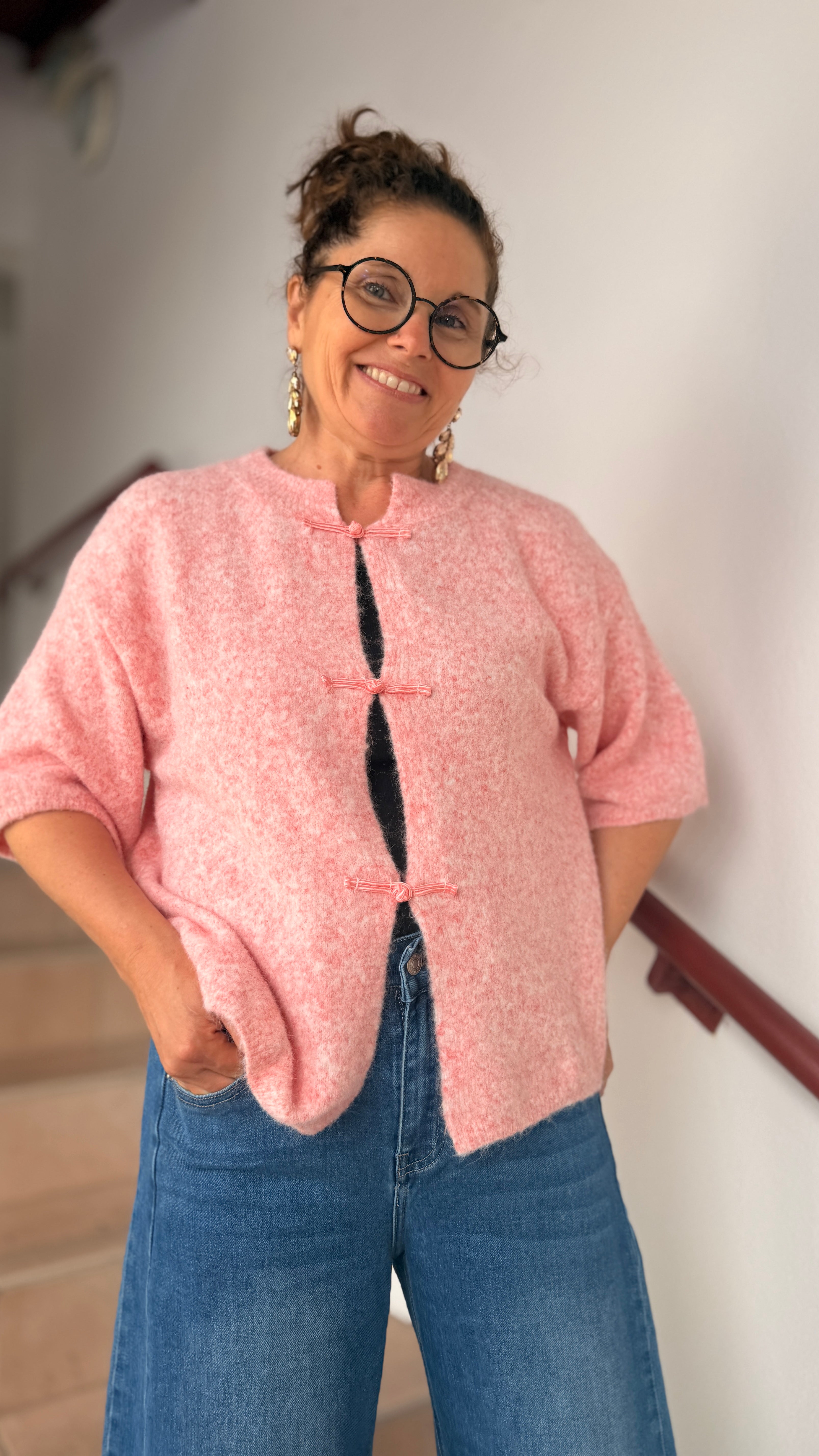 pull manche 3/4 laine mohair fermeture noeud originale douceur mode femme april vintage adore paris toulouse montauban toulon 