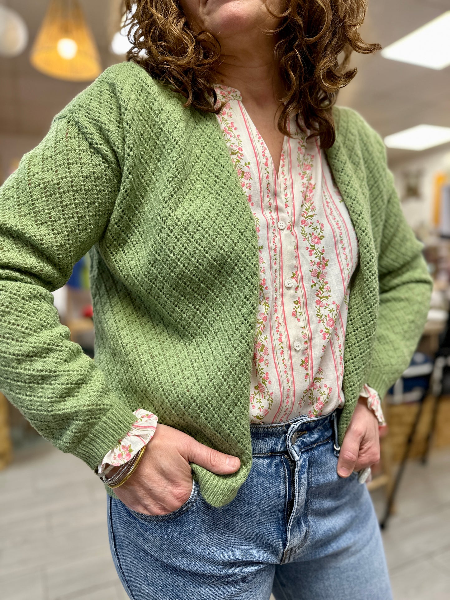 gilet maille ajouree chic decontracte nantes