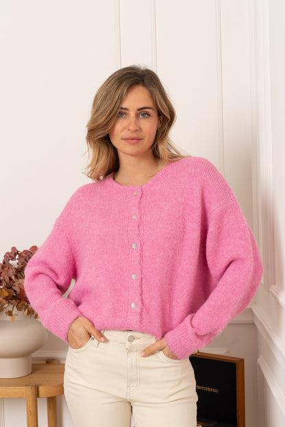 Gilet femme manches longues maille moelleuse