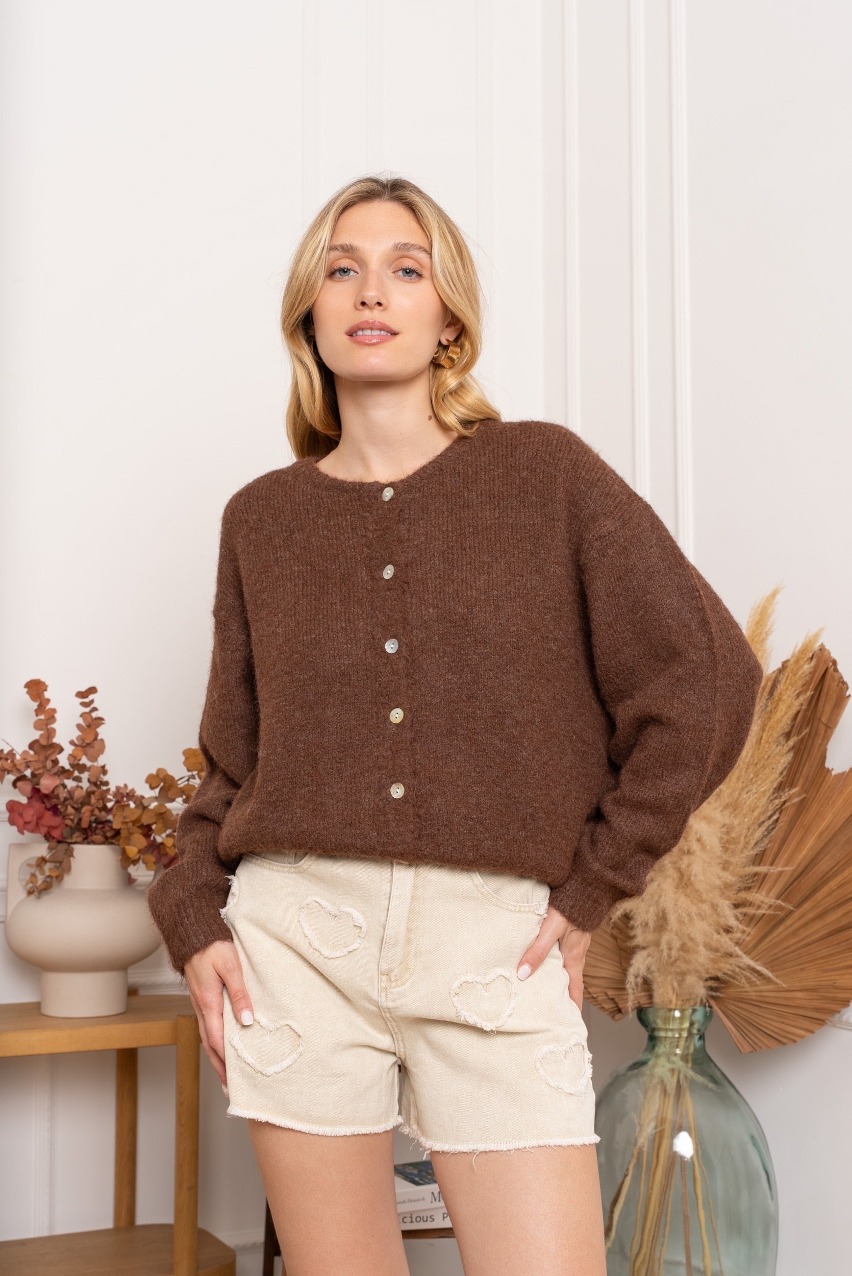 Gilet boutonne femme porte ferme