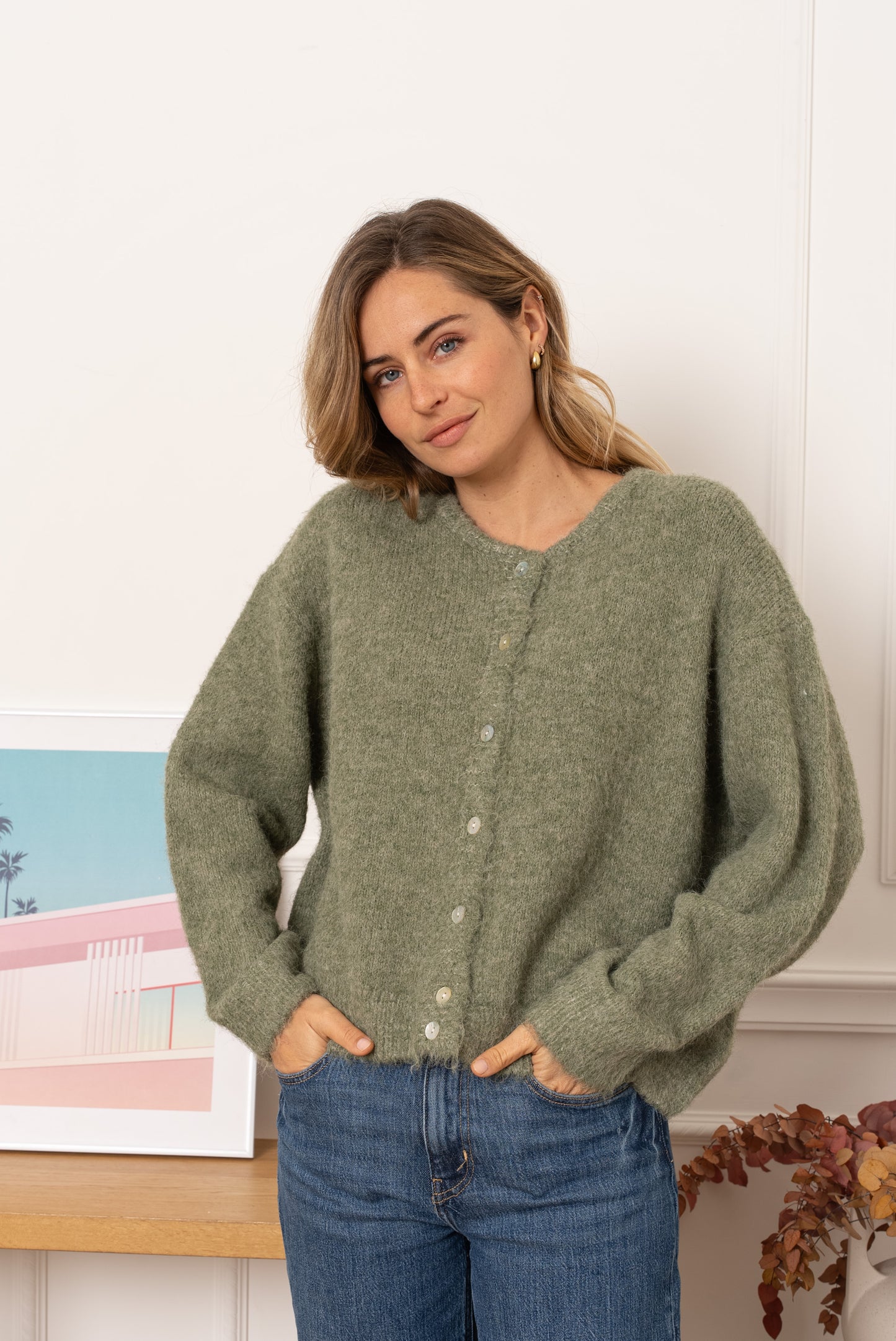 Gilet maille moelleuse detail boutons