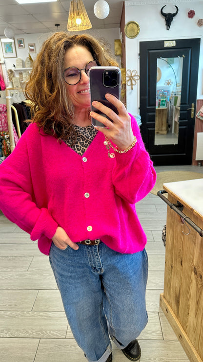 Gilet alpaga rose grande taille femme April Vintage