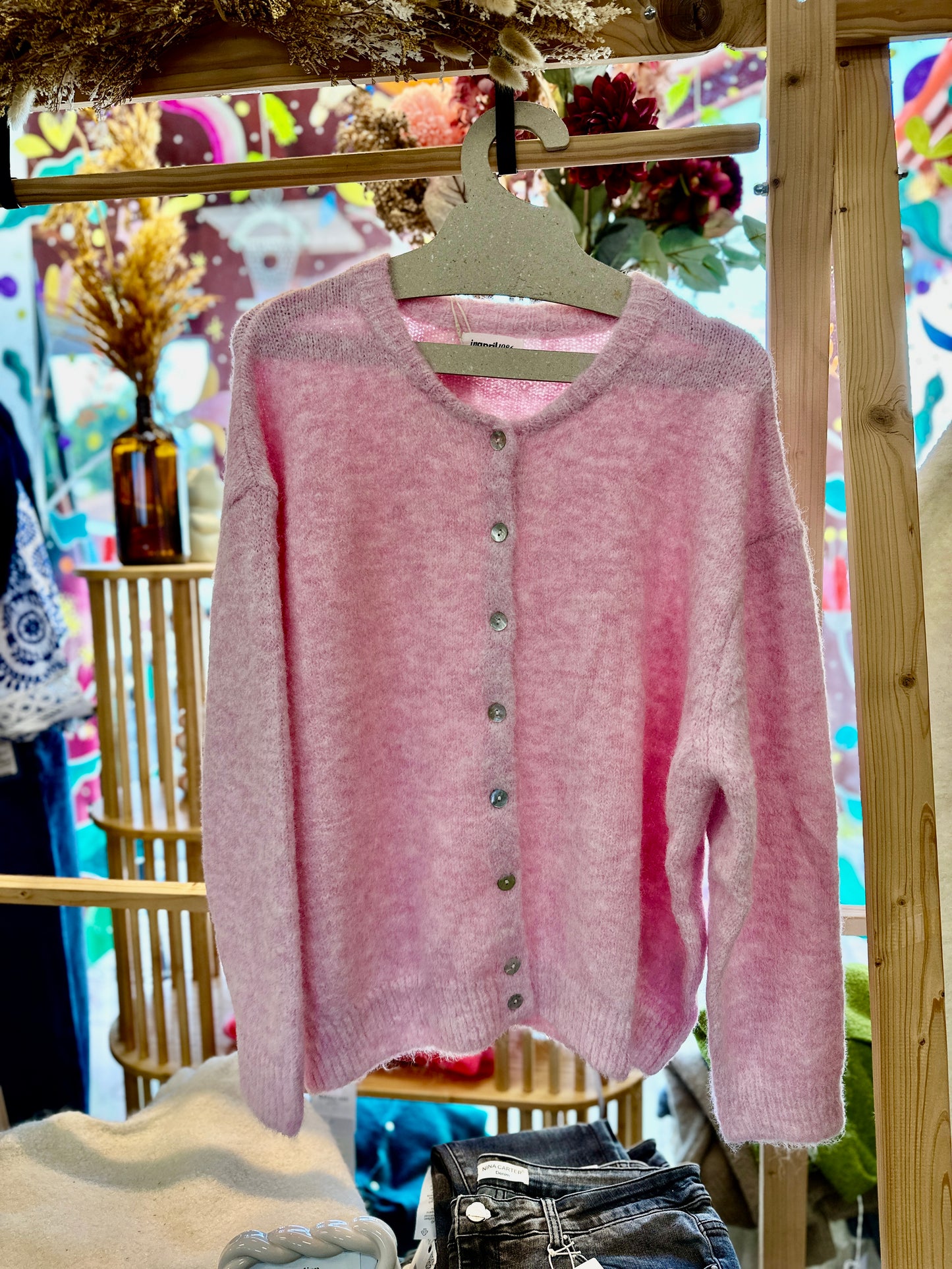 Gilet grande taille coloris baby rose coupe confortable Maelle 1407