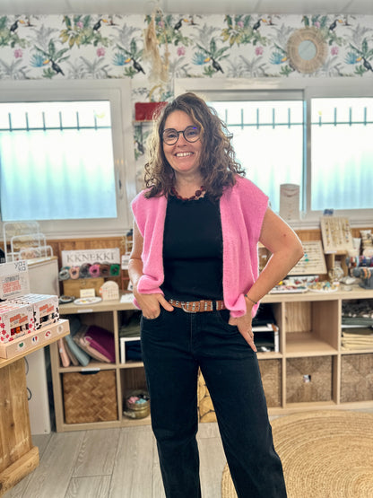 Gilet rose malabar tout doux et confortable - Abana Boutique 64310