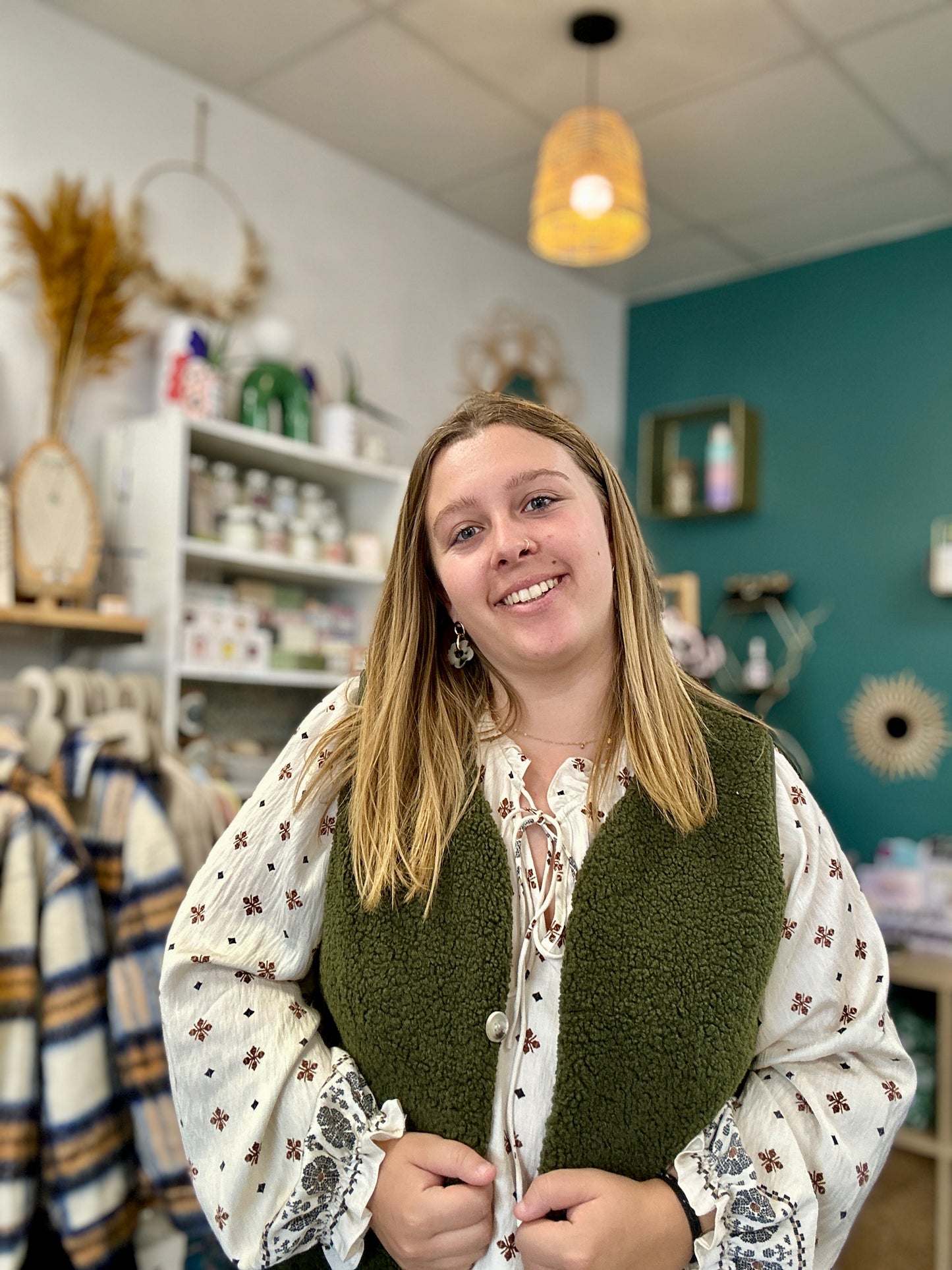 Gilet sans manches kaki facile à assortir - Abana Boutique 64990