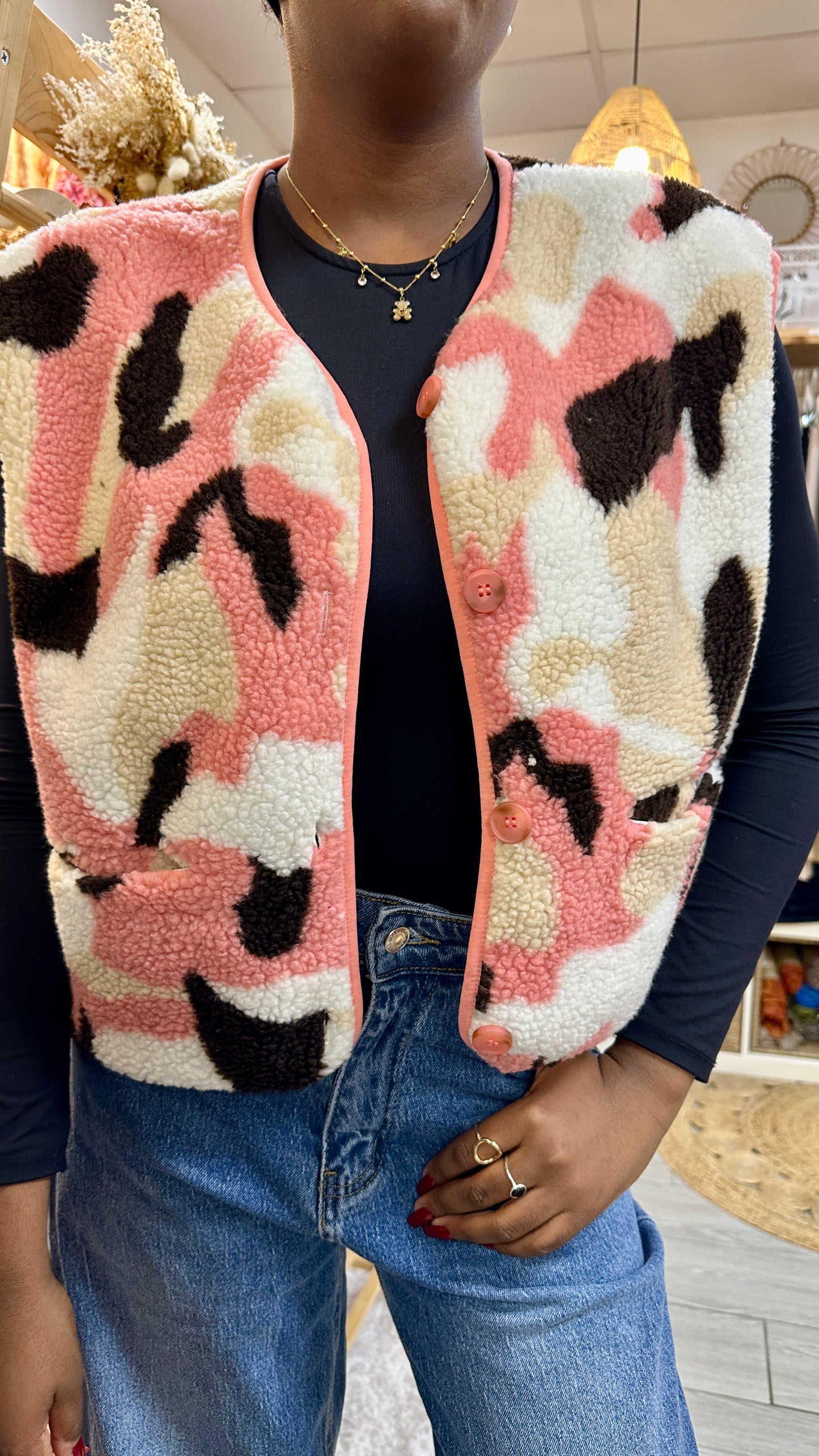 gilet teddy imprime femme banditas reims
