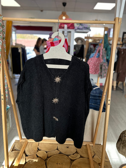 Gilet noir élégant et confortable avec détails dorés - Abana 64240