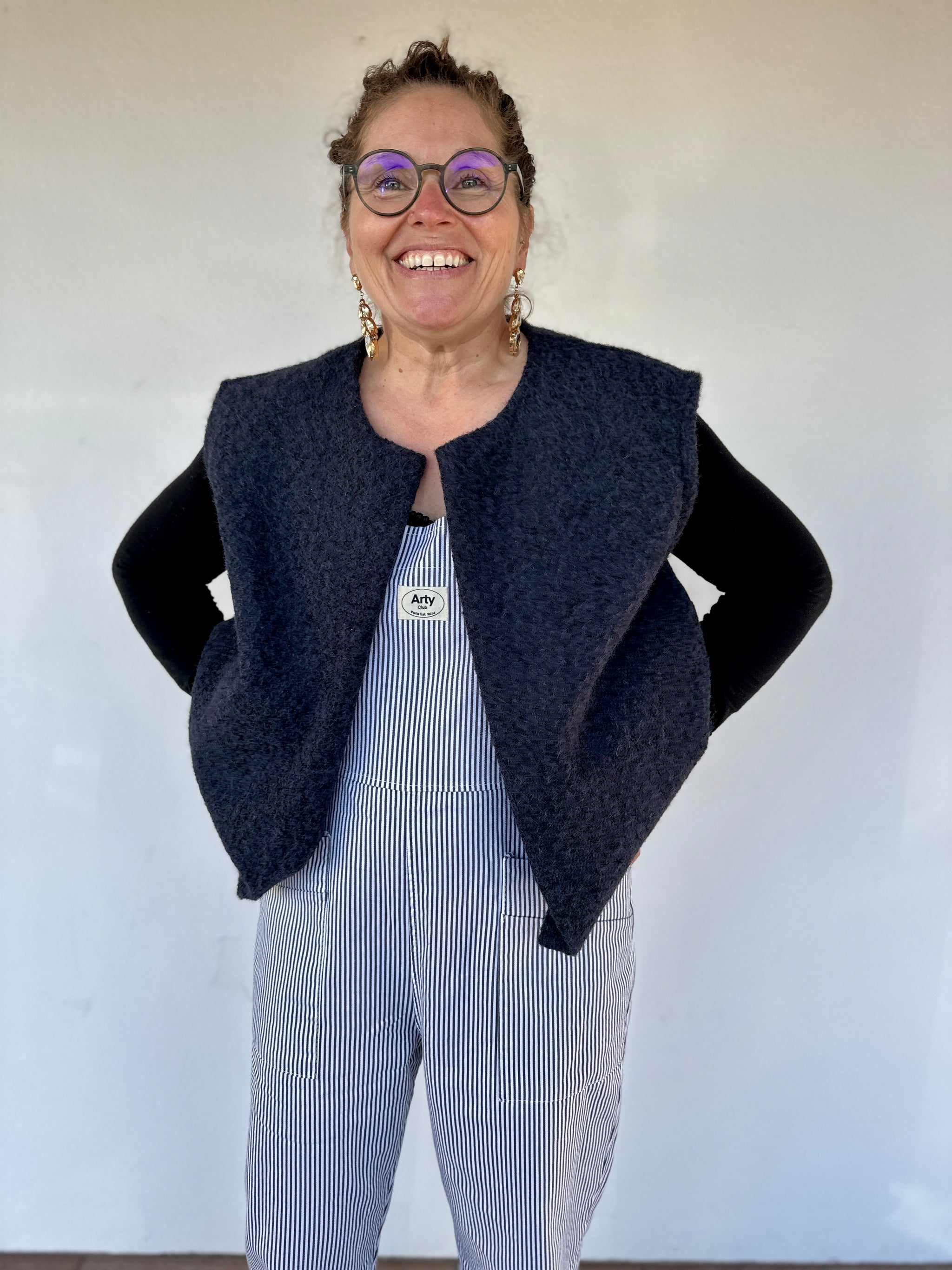 gilet épais femme coloris bleu marine sans fermeture - abana 64250