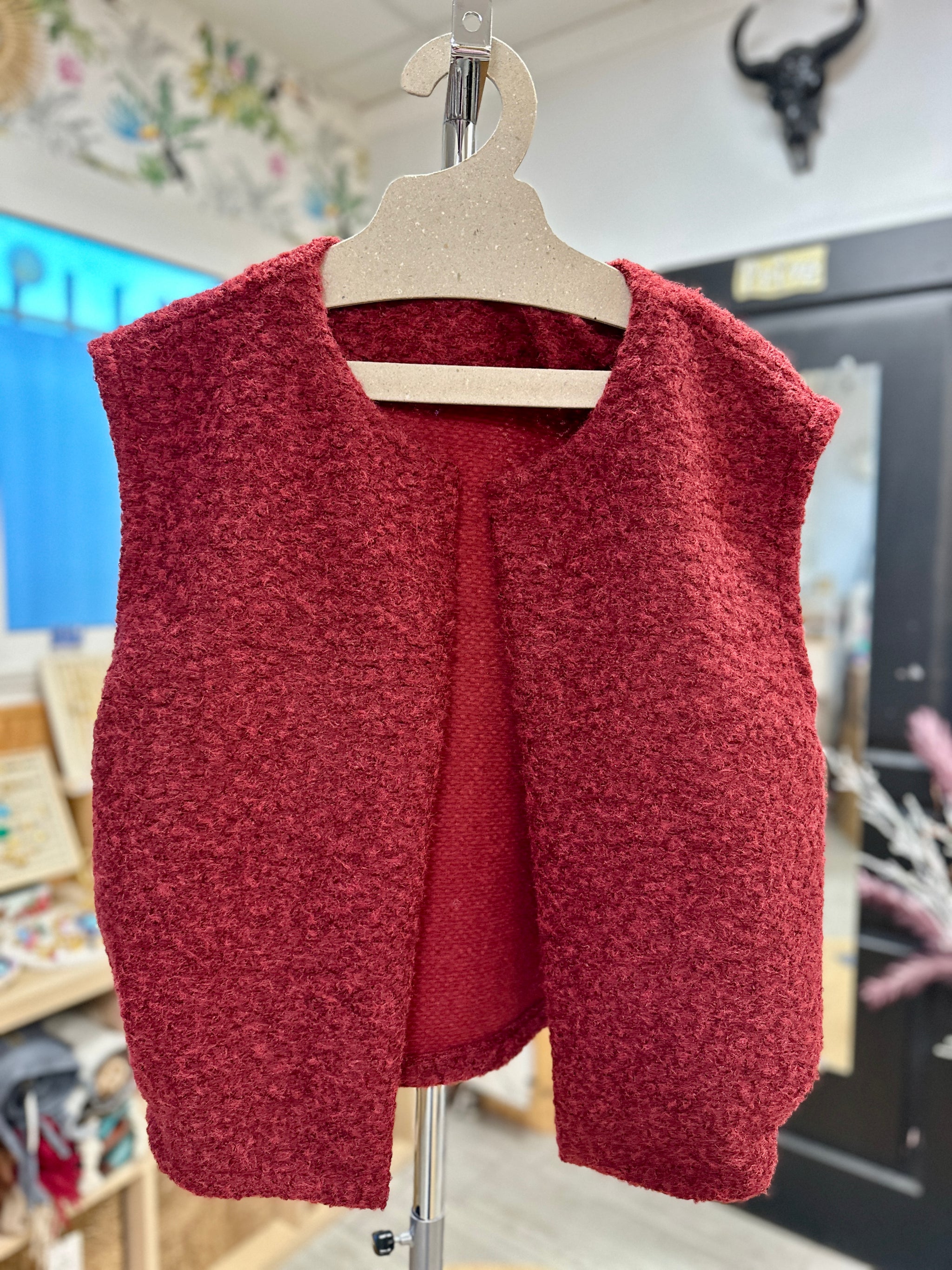 gilet oversize bordeaux sans manches coupe droite confortable - abana 64100