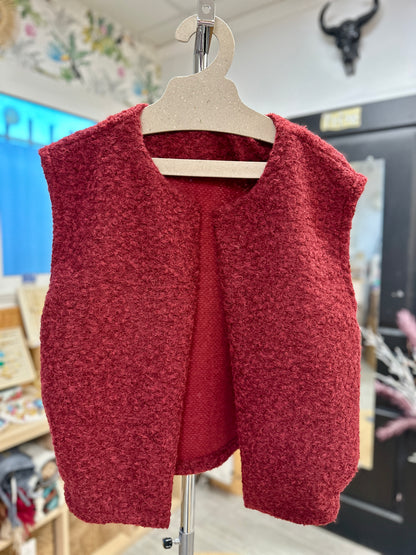 gilet oversize bordeaux sans manches coupe droite confortable - abana 64100