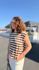haut épaulette a rayure marron blanc taille unique 36 au 40 banditas from marseille adoré paris royan soulac sur mer lesparre médoc hourtin carcans lacanau