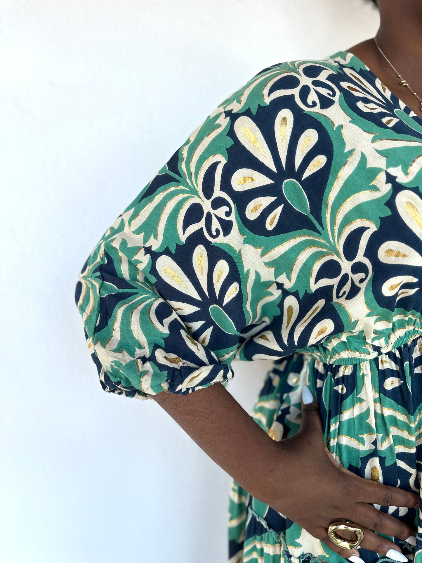 🤎Robe Idoia courte Bleue à Fleurs