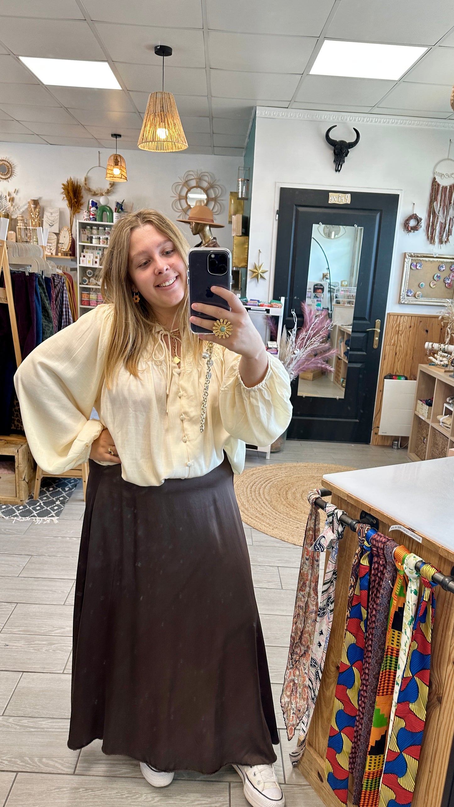 💚 Jupe Satinée Élégance – Vert, Noir, Bordeaux, Chocolat & Terracotta