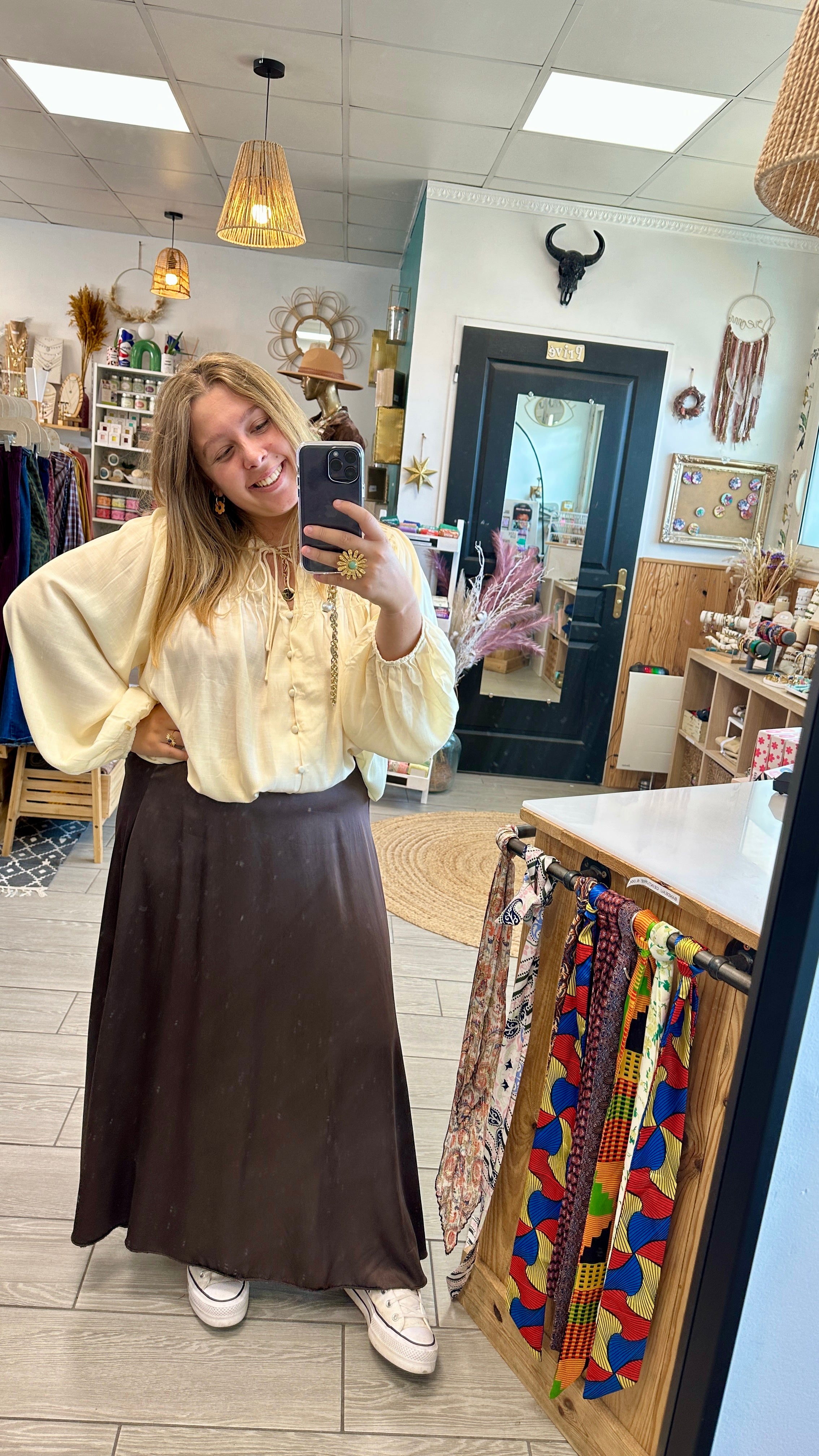 💚 Jupe Satinée Élégance – Vert, Noir, Bordeaux, Chocolat & Terracotta