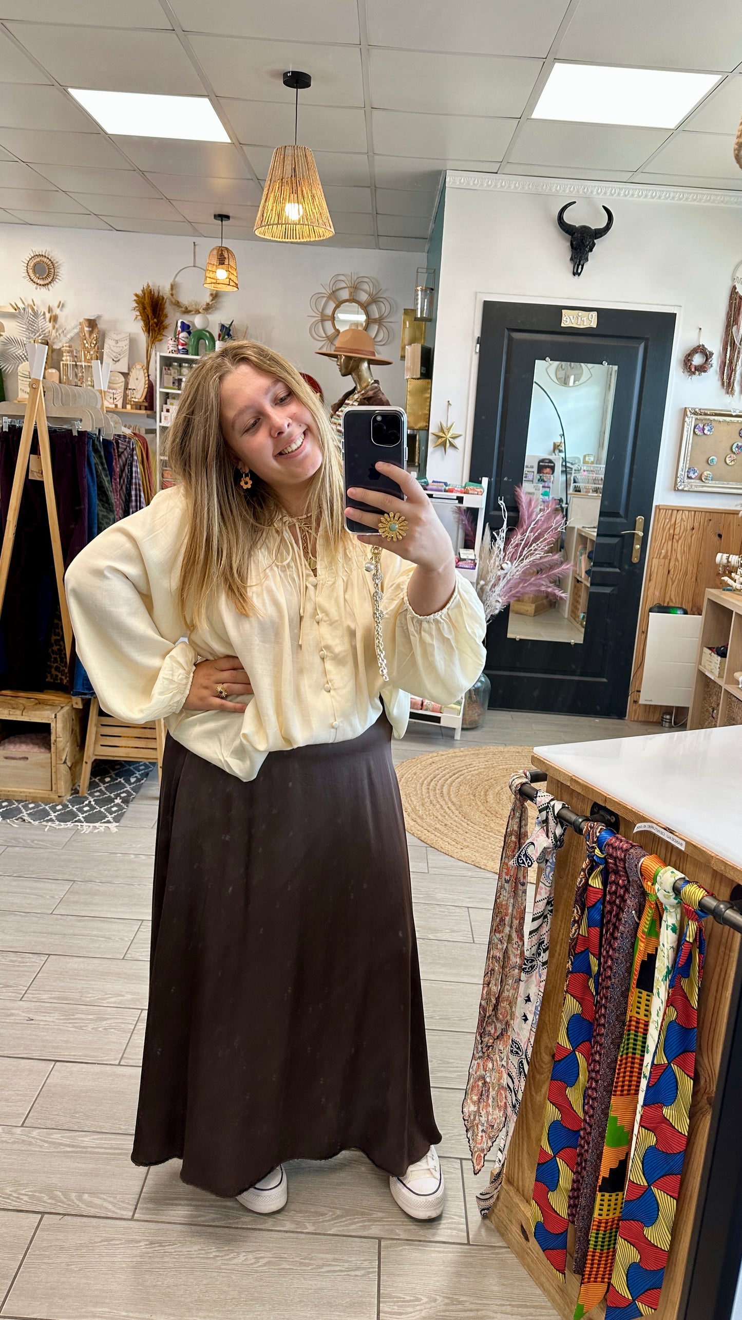 💚 Jupe Satinée Élégance – Vert, Noir, Bordeaux, Chocolat & Terracotta