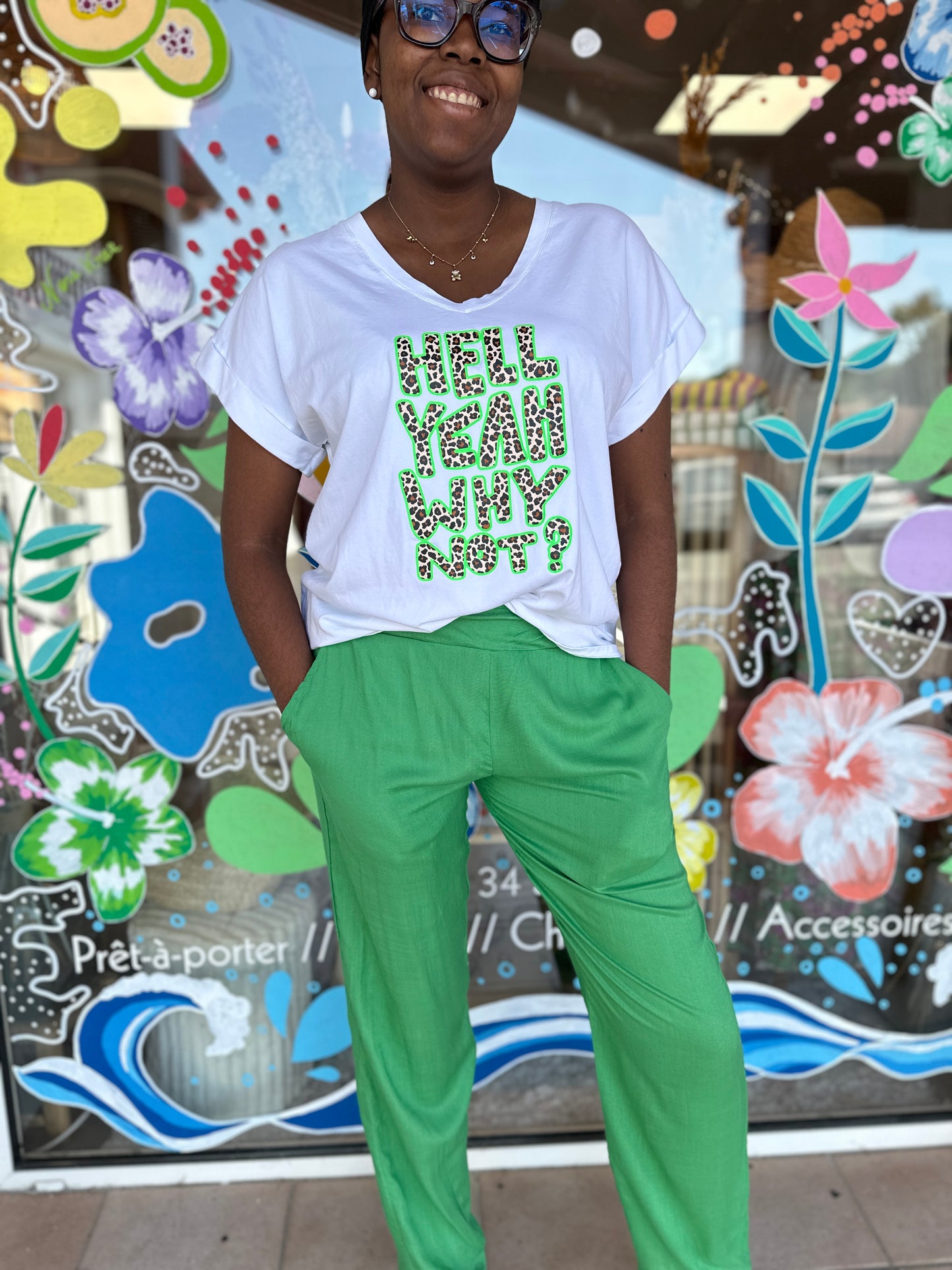 💚 Pantalon Émilia vert – Fluide & lumineux