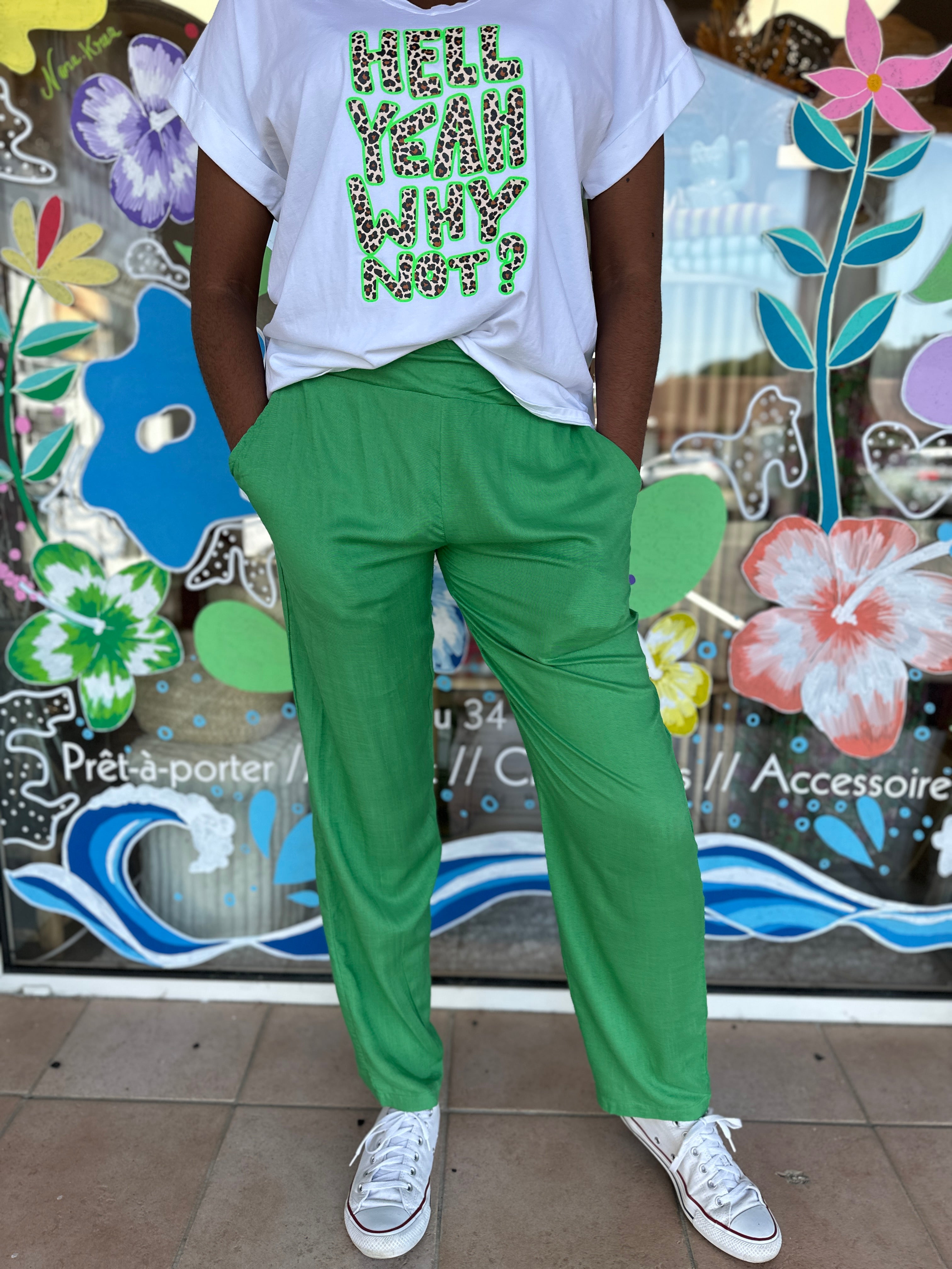 💚 Pantalon Émilia vert – Fluide & lumineux